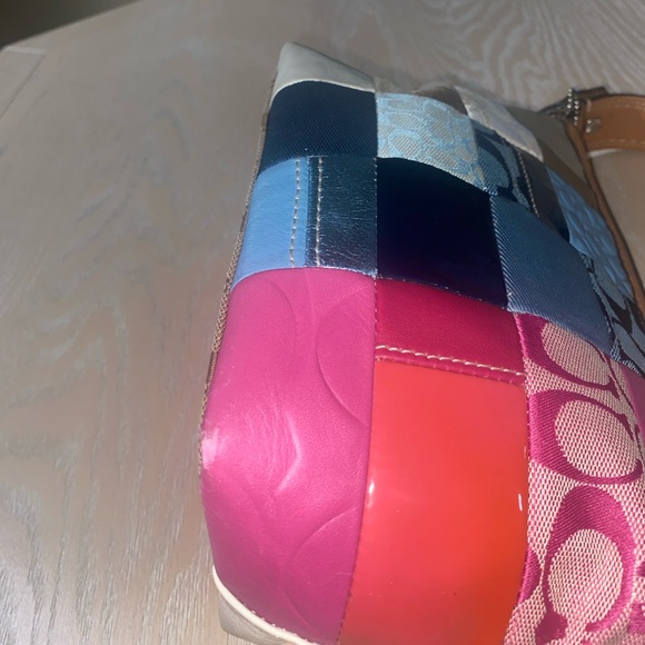Coach Patchwork Signature Collection Pink, Blue, and Tan combo Shoulder bag - Picture 14 of 15